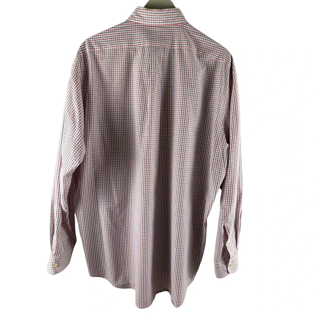 Ralph Lauren Blake Shirt Mens Large Red Blue Check Two-Ply Cotton Long Sleeve
